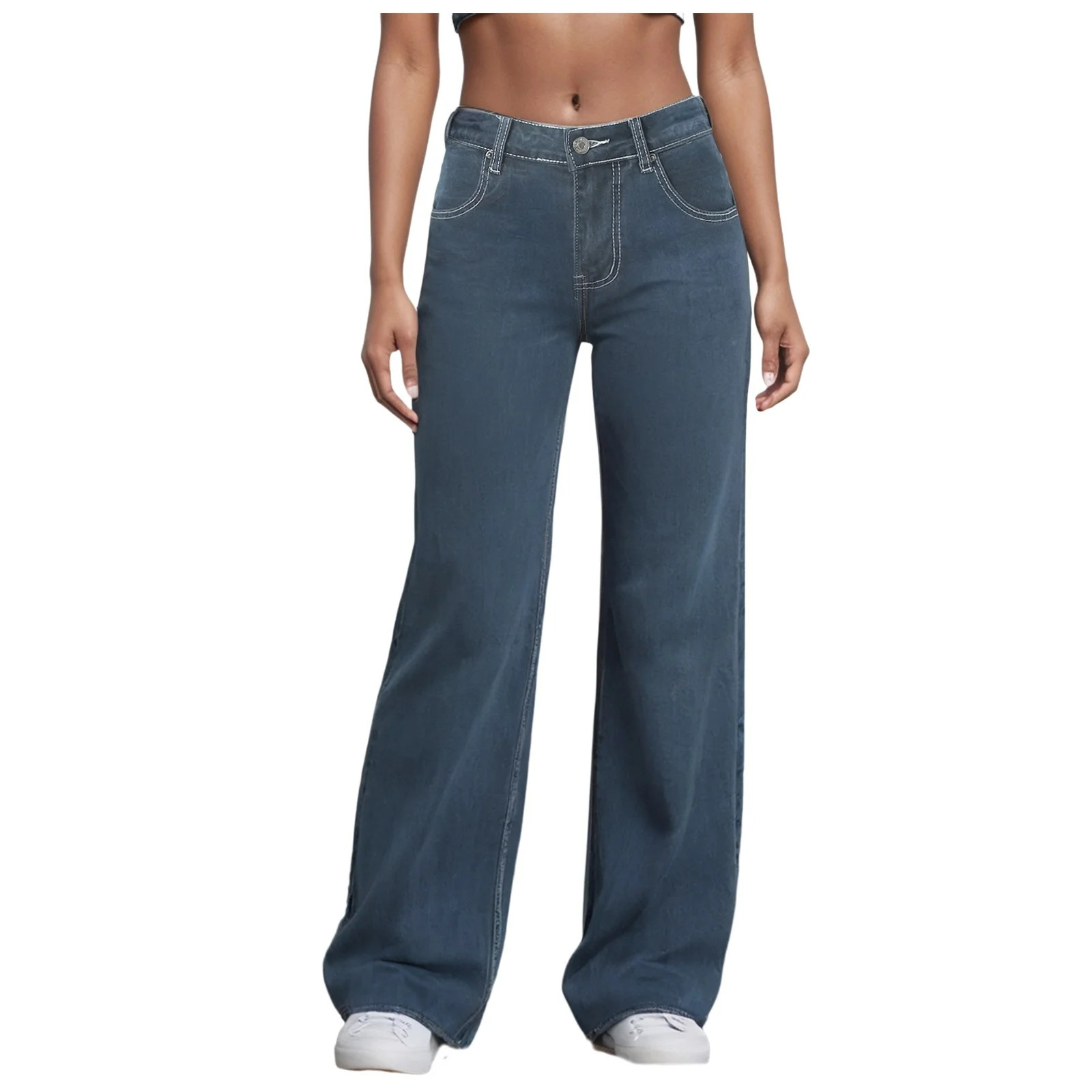 CAUYDY Women's Wide Leg Jeans High Waisted Stretchy Jeans Straight Leg Trendy Patchwork Loose Fit... | Walmart (CA)