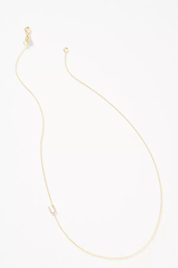14k Gold Asymmetric Monogram Necklace | Anthropologie (US)