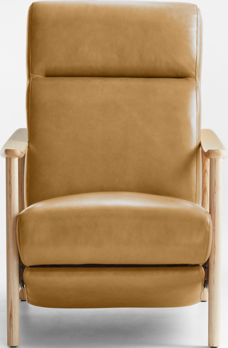 Domingo Leather Reclining Accent Chair with Wood Frame + Reviews | Crate & Barrel | Crate & Barrel