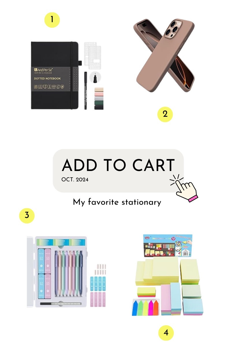 My go-to stationary items 
-bujo
-iPhone 16 pro case 
-pencils 
-post it notes 


#LTKCyberWeek