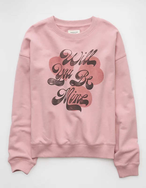 AE Valentine's Day Graphic Relaxed Crew Neck Sweatshirt | American Eagle Outfitters (US & CA)