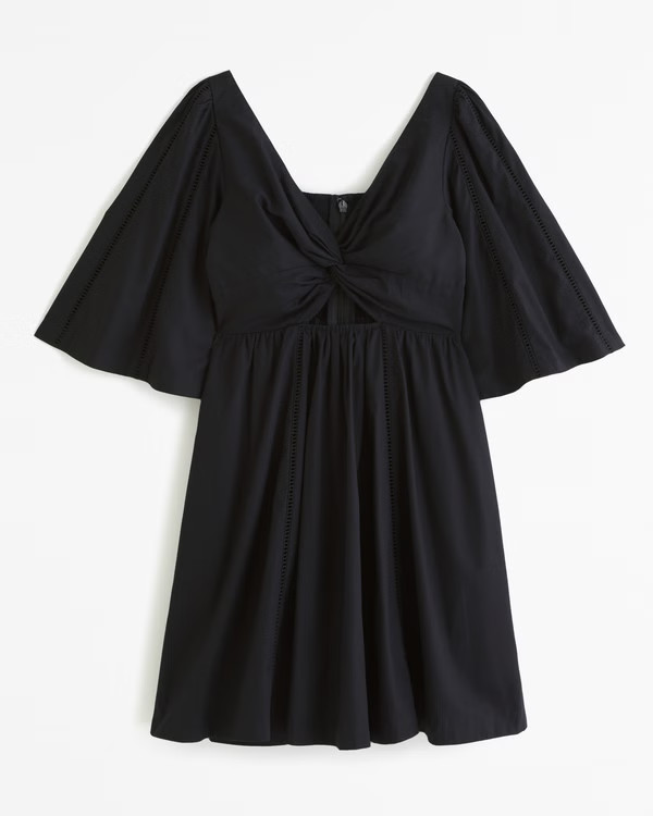 Twist-Front Poplin Mini Dress | Abercrombie & Fitch (US)