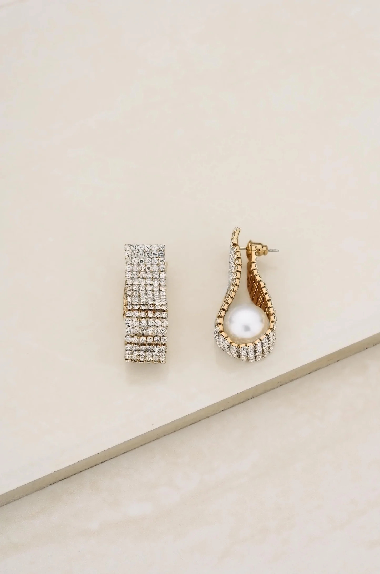 Swaddled Pearl Crystal Teardrop 18k Gold Plated Earrings | Ettika