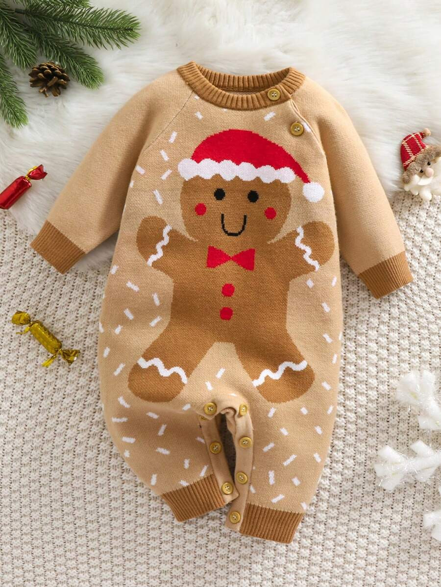 SHEIN Playful Pals Baby Boy Cute Cartoon Christmas Romper | SHEIN