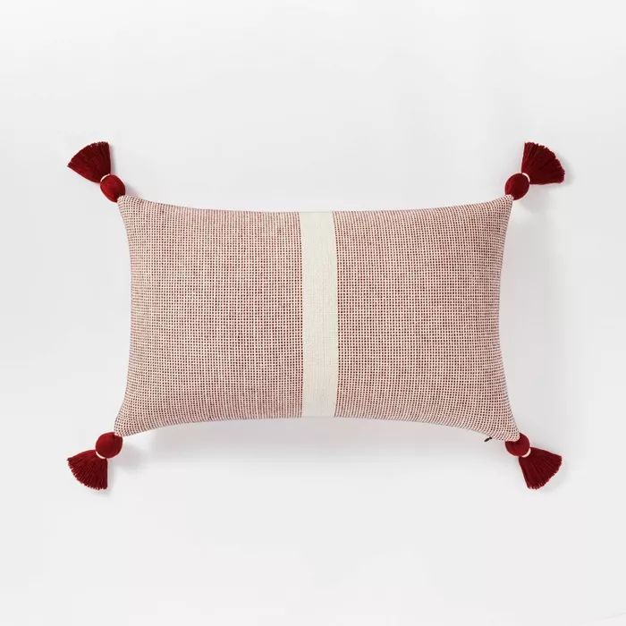 Woven Striped Lumbar Throw Pillow Cream/Red - Threshold™ designed with Studio McGee | Target
