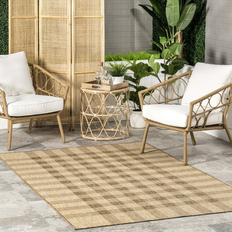 nuLOOM Sandee Casual Plaid Indoor/Outdoor Area Rug, 4' x 6', Beige - Walmart.com | Walmart (US)
