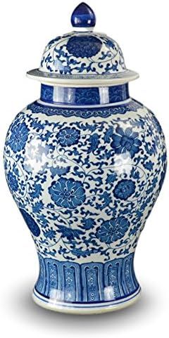 20" Classic Blue and White Porcelain Ceramic Floral Temple Ginger Jar Vase, Large China Ming Style,  | Amazon (US)
