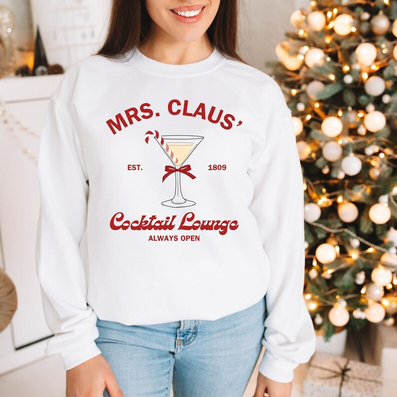 Mrs. Claus' Cocktail Lounge Christmas Sweater Holiday - Etsy | Etsy (US)