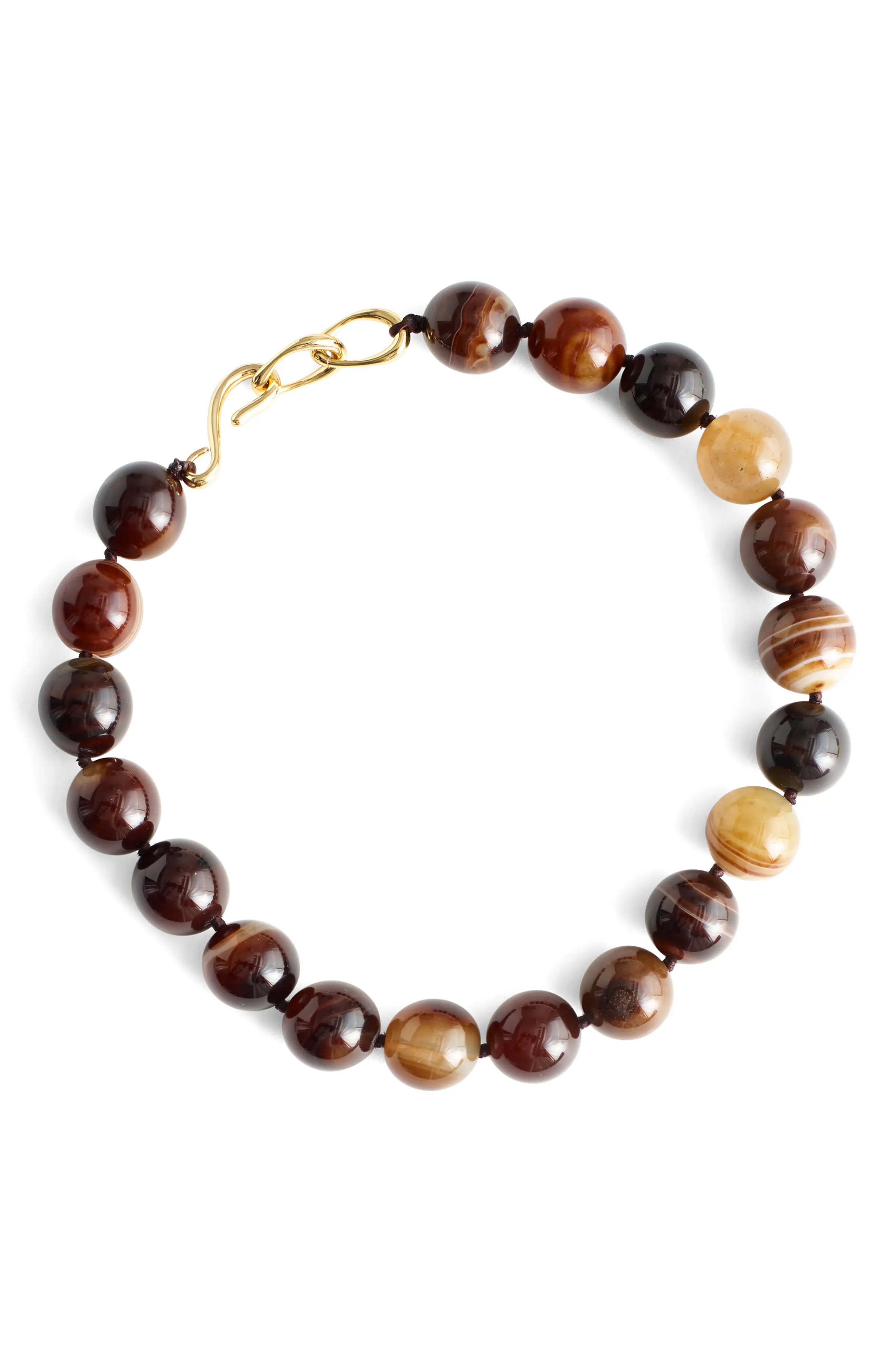 Madewell Semiprecious Stone Oversize Beaded Choker Necklace in Dark Brown at Nordstrom | Nordstrom