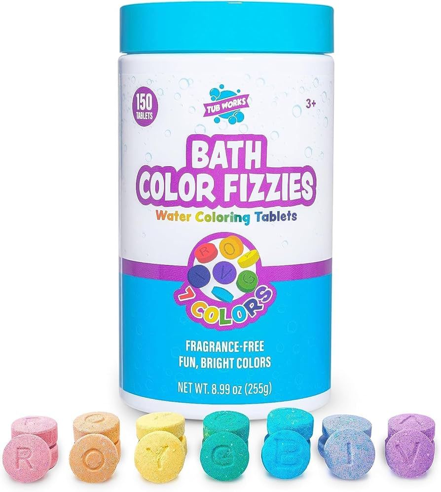 Tub Works® Bath Color Fizzies, 150 Count | Nontoxic & Fragrance-Free | Fizzy, Bath Color Tablets... | Amazon (US)