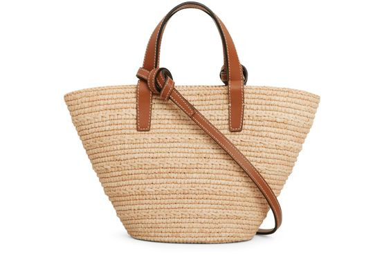 Nano Triomphe Celine classic panier in raffia and calfskin - CELINE | 24S (APAC/EU)