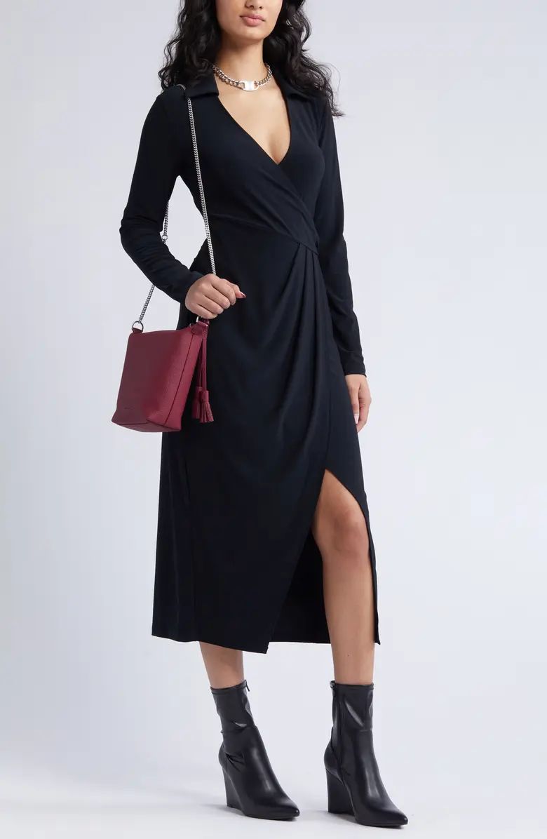 Long Sleeve Faux Wrap Jersey Dress | Nordstrom