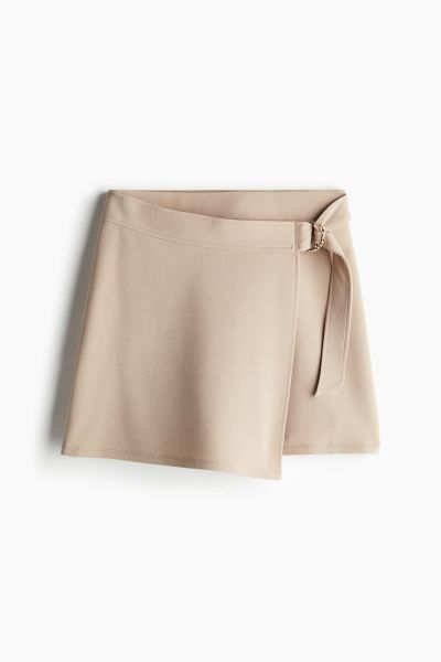 Jersey Wrap Skort - High waist - Short - Beige - Ladies | H&M US | H&M (US + CA)