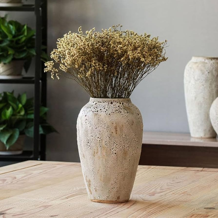 YSNCIDAN Ceramic Vase,Farmhouse Tall Vase,Rustic Home Deco Pottery, Minimalist Nordic Boho Style ... | Amazon (US)