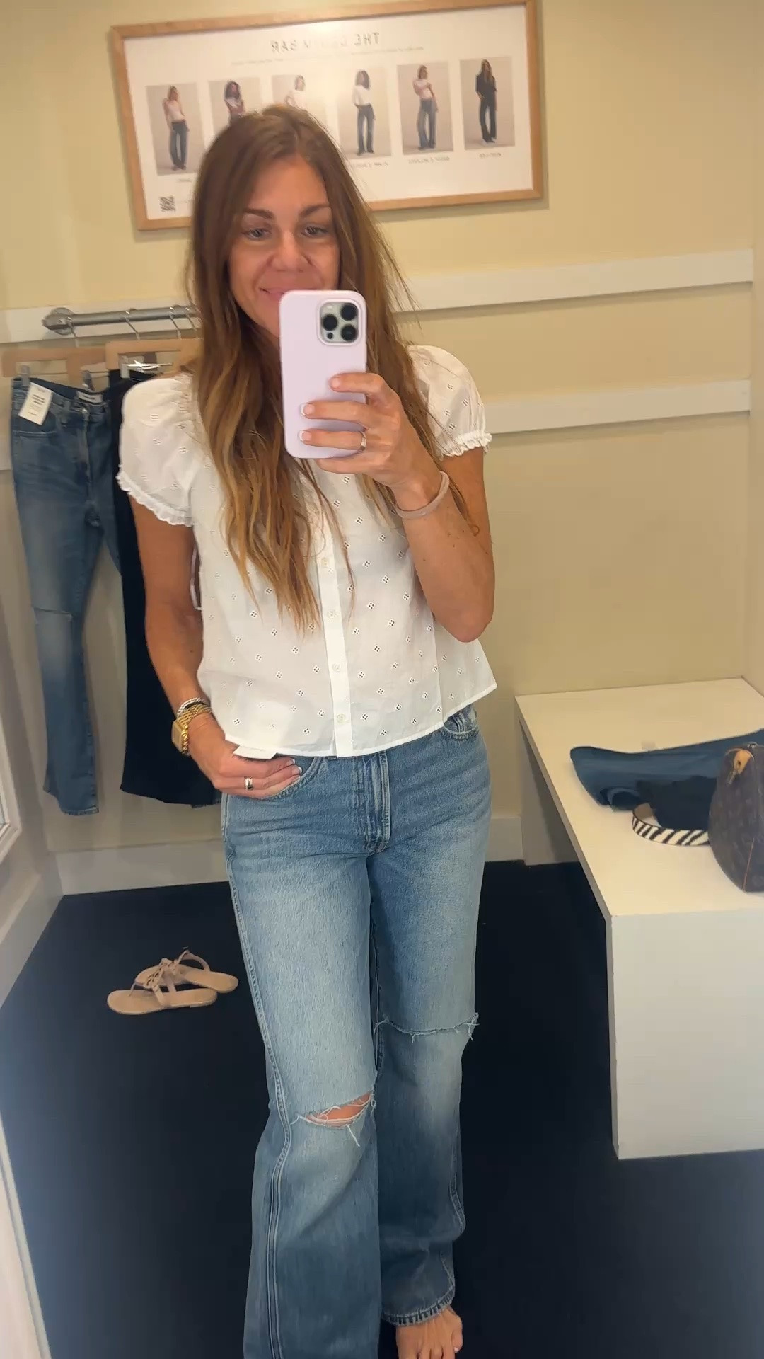 Madewell bootcut distress jeans and white statement blouse! 👖🤍

#LTKxMadewell #LTKootd