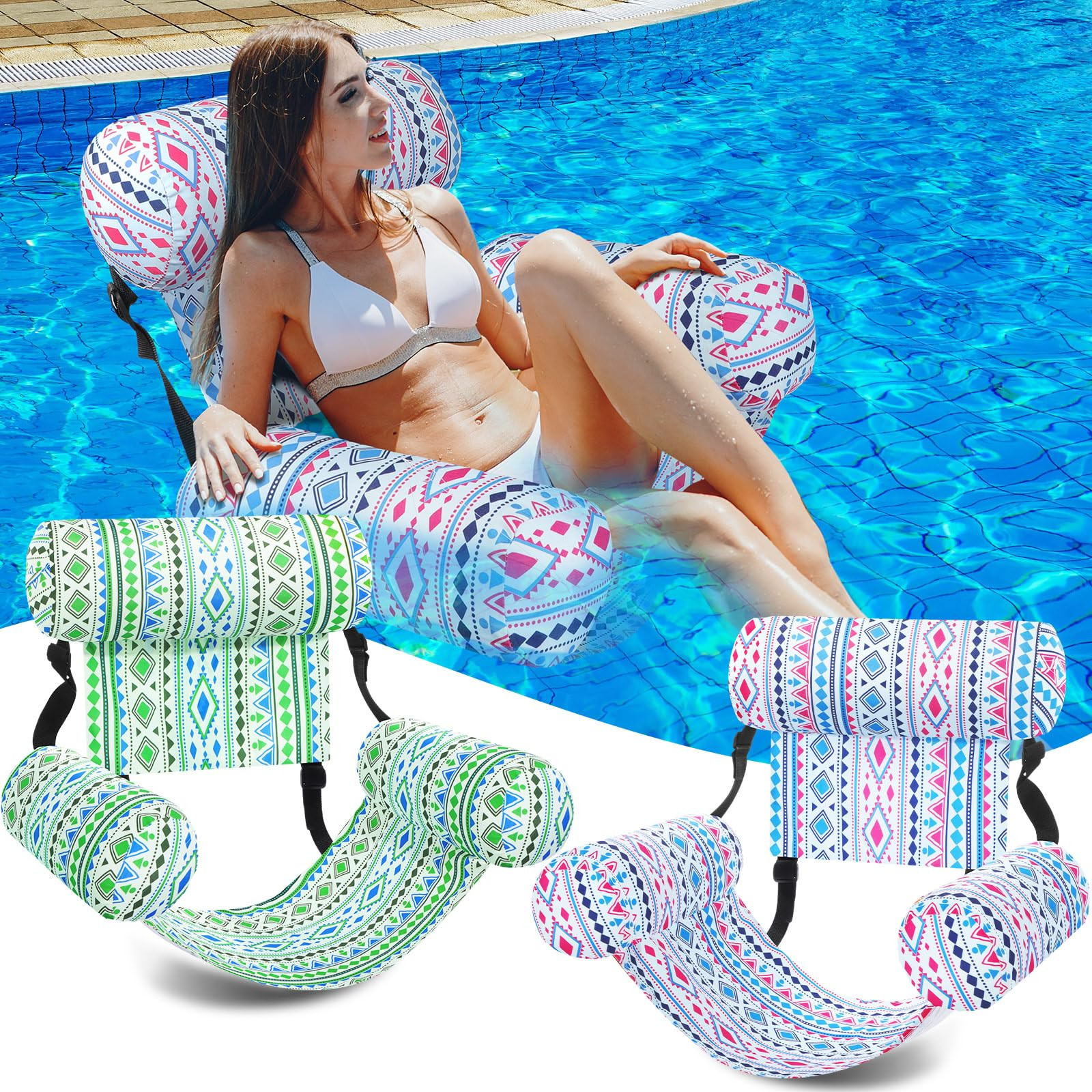 Blueweenly 2 Pack Inflatable Pool Float for Adult Adjustable Hammock Float Chair Fabric Pool Loun... | Amazon (US)