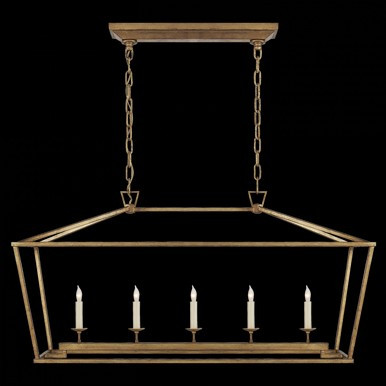 Darlana Medium Linear Lantern in Gilded Iron, Visual Comfort CHC 2156GI 609334E | Lighting Reimagined