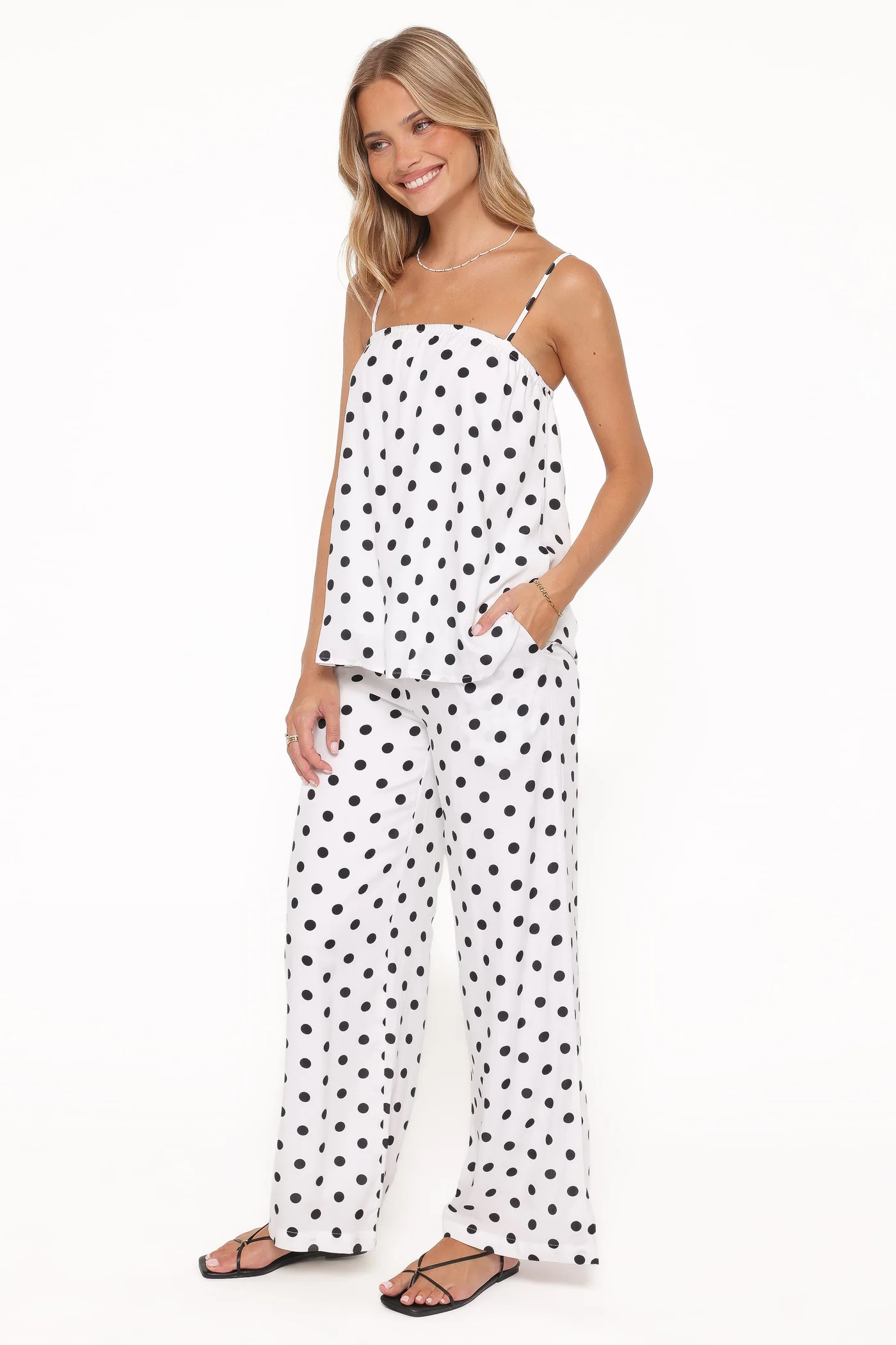 Kristy Pant Set - White/Black Polka Dot | Petal & Pup (US)