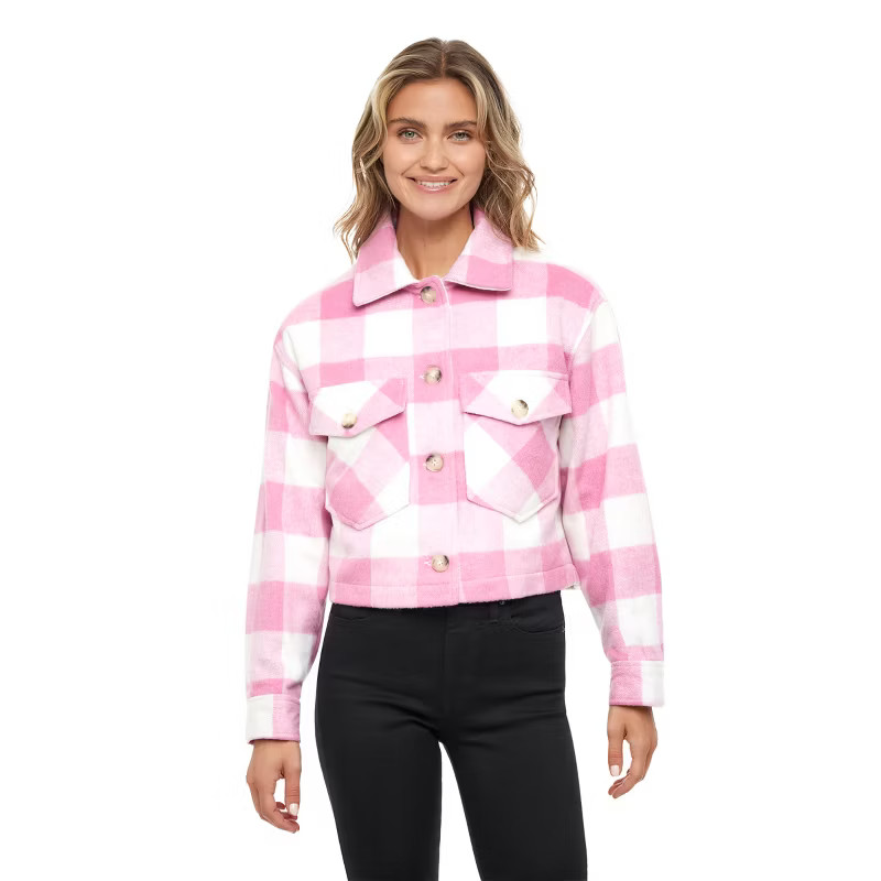 Women's Plaid Shirt Shacket Lined Coat - S.E.B. By SEBBY | Target