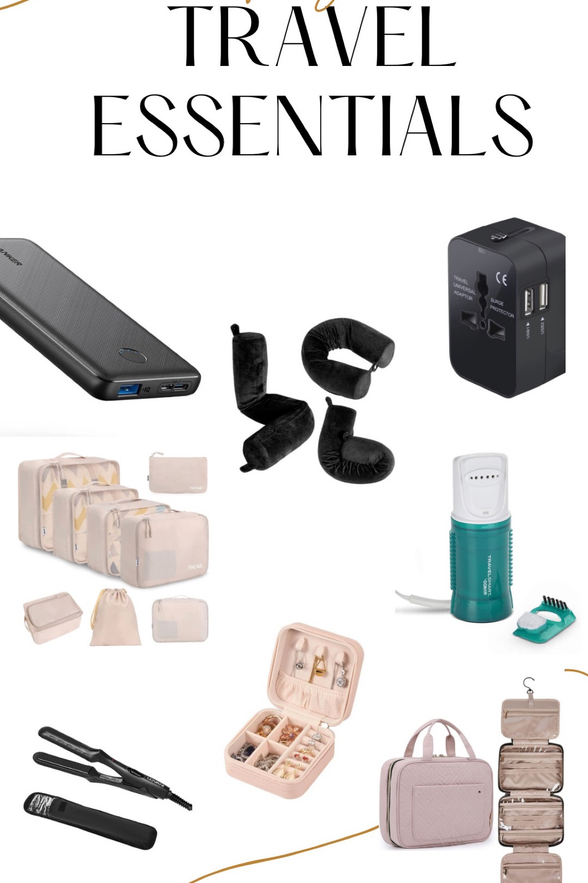 My travel essentials. You can find them all on Amazon. I own most of these products. Currently waiting on the steamer to arrive. 

#LTKtravel #LTKGiftGuide
