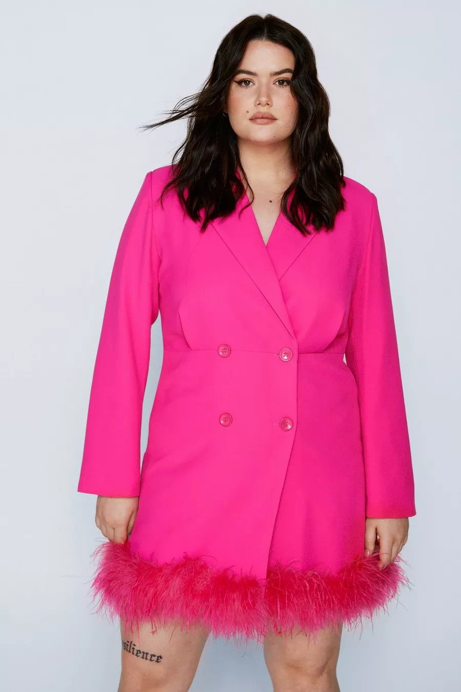 Plus Size Feather Hem Blazer Dress | Nasty Gal (US)