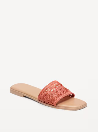 Floral Raffia Slide Sandals | Old Navy (US)