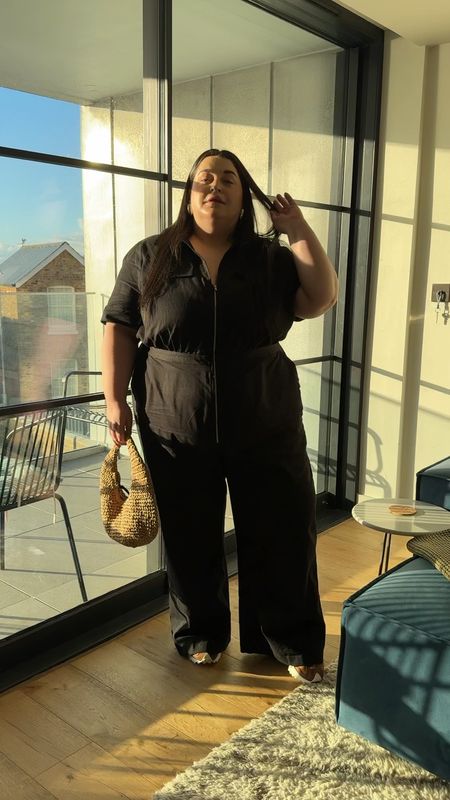 Living in this black utility jumpsuit. Size up one size for the best fit. 

Plus size outfit inspiration 

#LTKcurves #LTKuk #LTKplussize