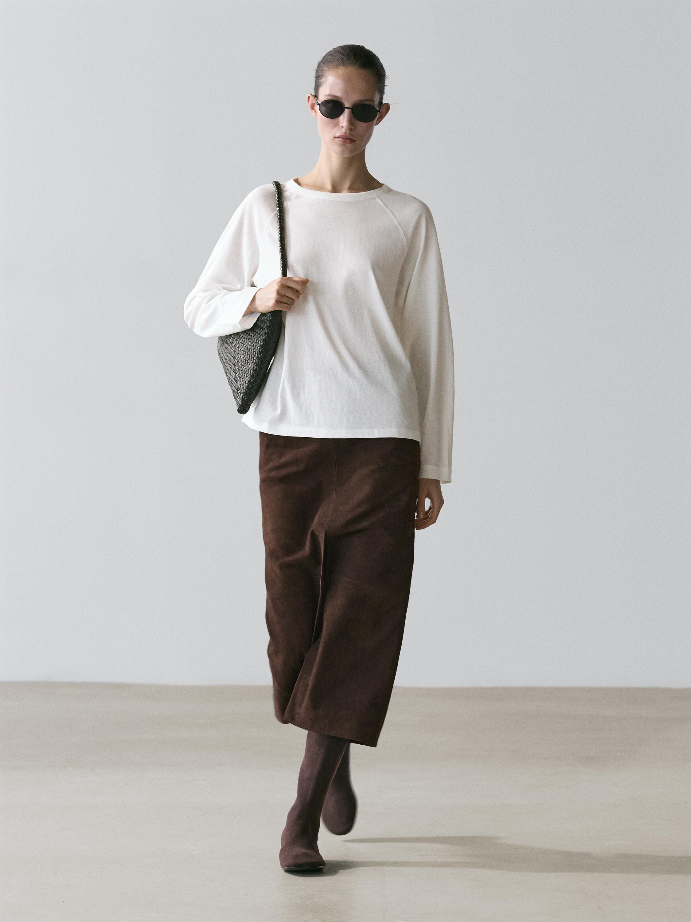 100% cotton long sleeve T-shirt | Massimo Dutti US