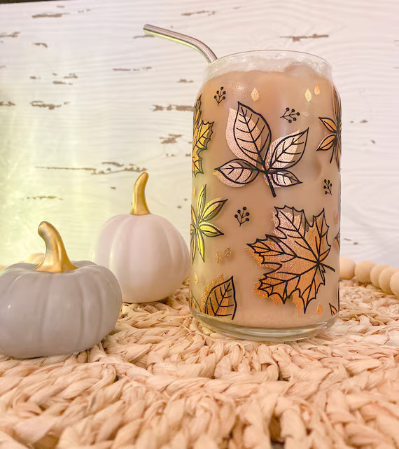 Fall Leaves Can Glass  Beer Can Glass fall Coffee Glass  - Etsy | Etsy (US)
