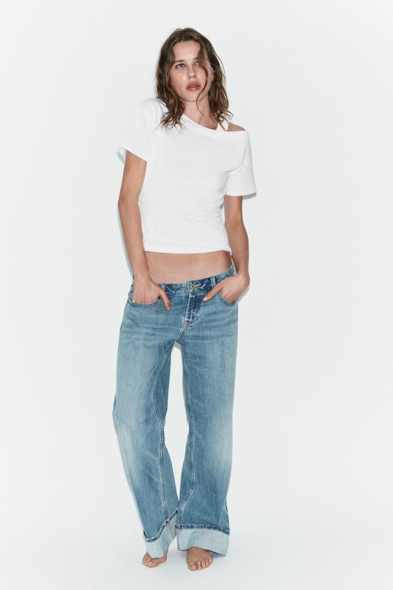 TRF LOOSE FIT FOLDED LOW RISE JEANS | Zara US