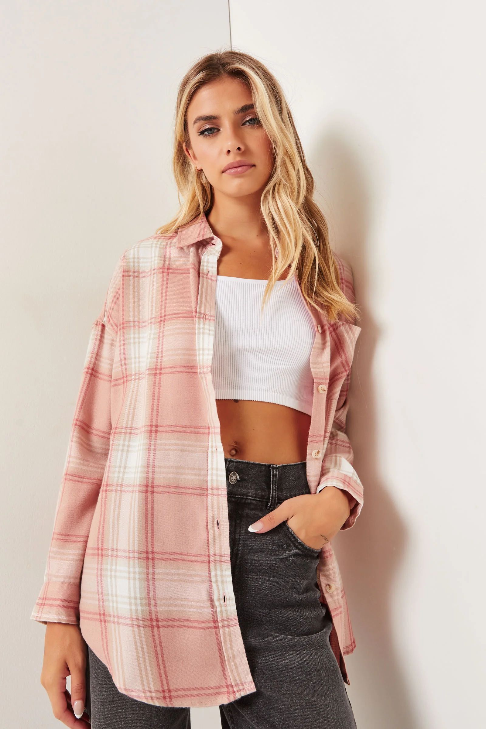 Oversized Flannel Shirt | Ardene