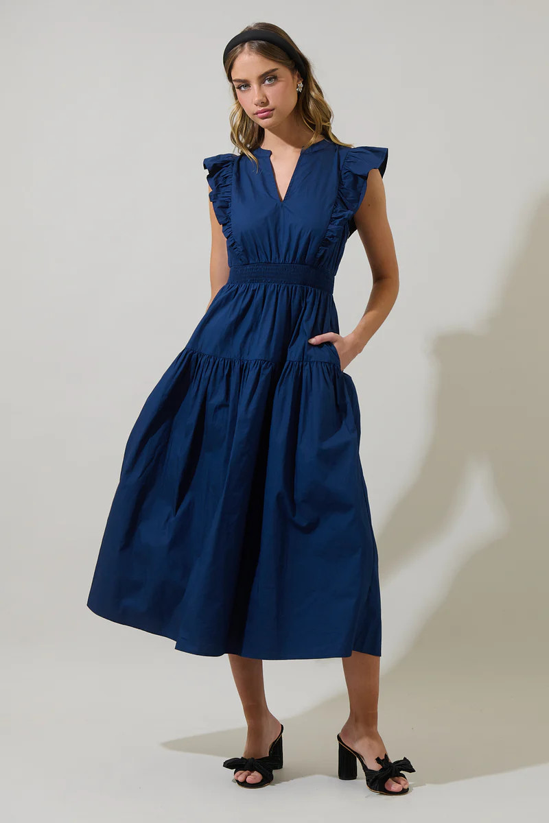 Virna Ruffle Midi Dress | Sugarlips