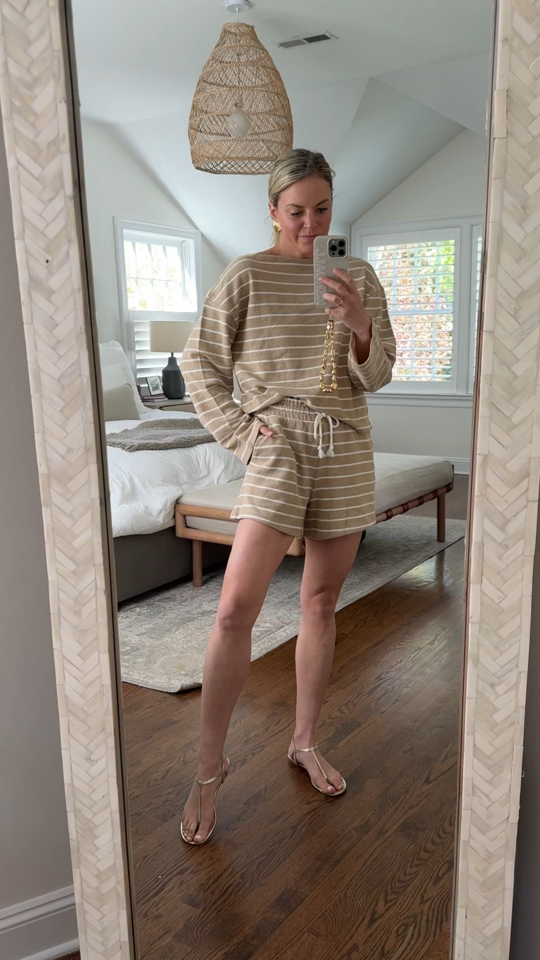 Comfy matching set is 100% cotton and comes in a 2nd color option thats cute for Memorial Day. I’m wearing smalls/tts 