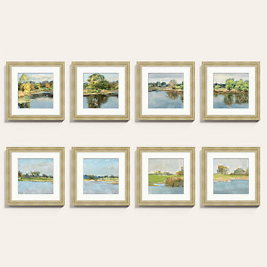 Petite On the River Art Set of 8 with Silver Frame & Ivory Mat | Ballard Designs, Inc.