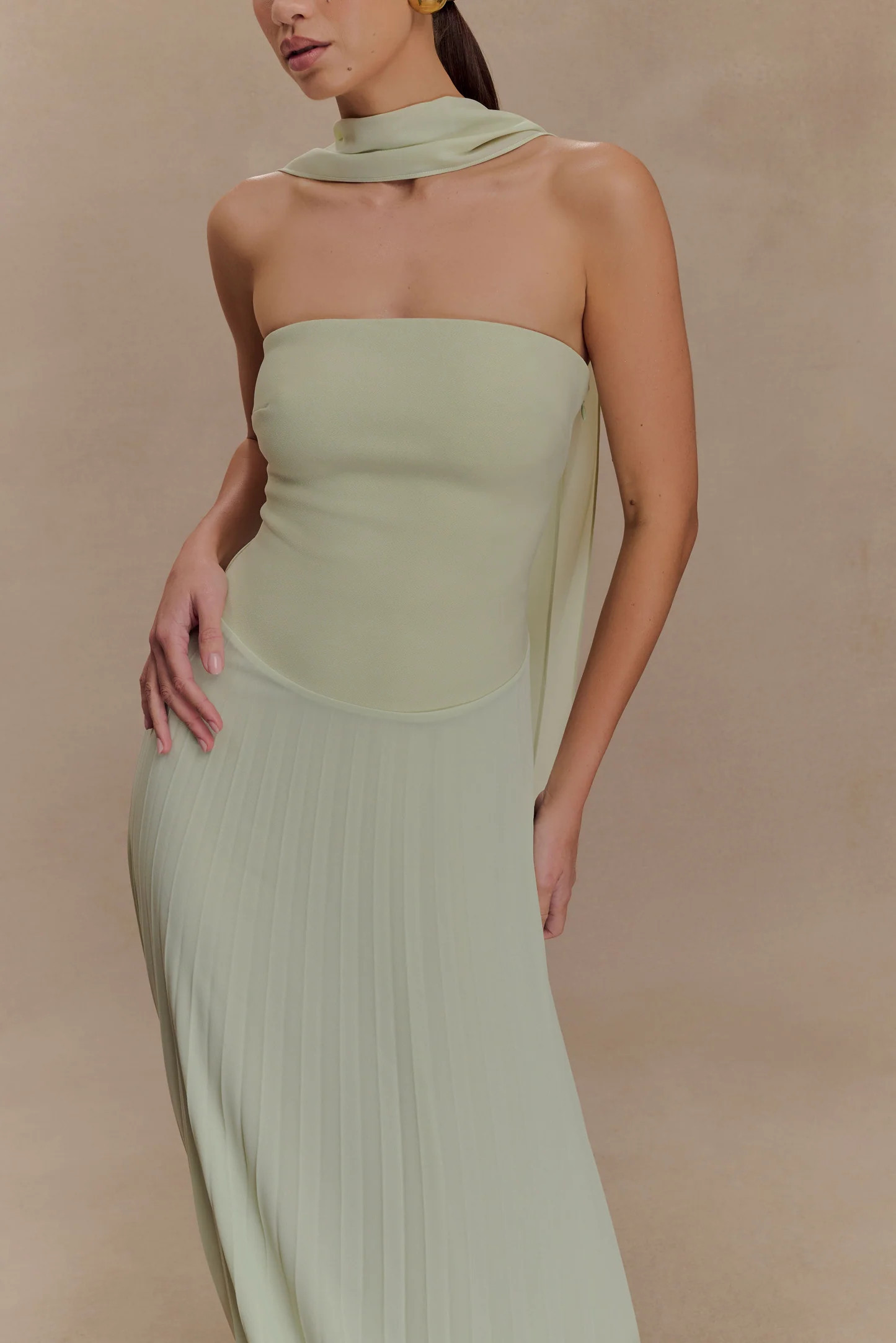 Caira Chiffon Scarf Maxi Dress - Sage | Meshki UK
