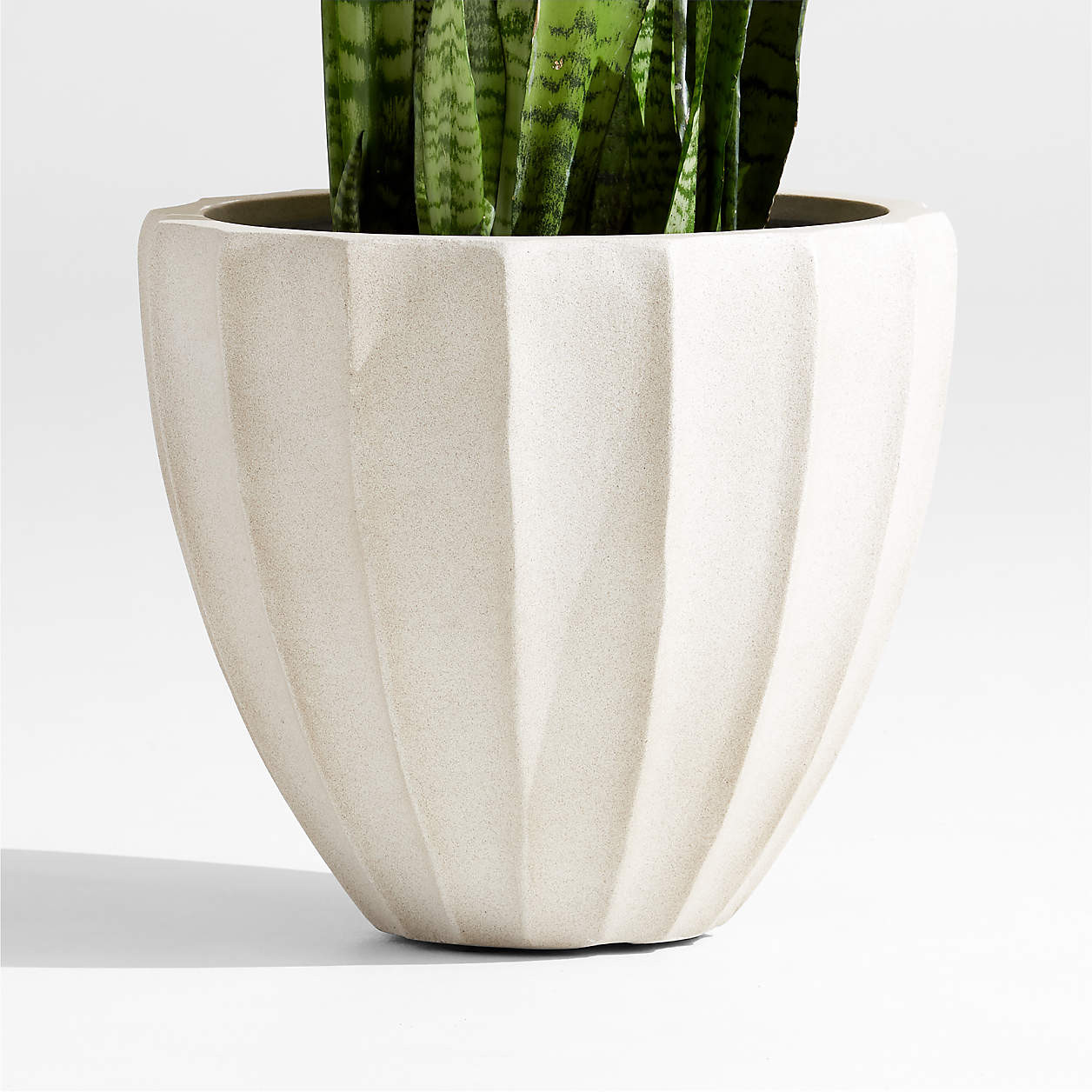 Warren 15.7" x 14.2" Small Warm White Ficonstone Outdoor Planter + Reviews | Crate & Barrel | Crate & Barrel