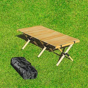 Pluatyep Travel Camping 4ft Folding Low Height Table Portable Wooden Outdoor Picnic Table Cake Ro... | Amazon (US)