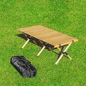 Pluatyep Travel Camping 4ft Folding Low Height Table Portable Wooden Outdoor Picnic Table Cake Ro... | Amazon (US)