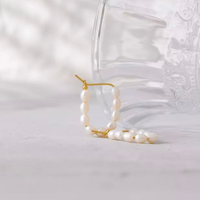 Pearl Hoop Earrings Freshwater Pearl Hoop Earrings Gold | Etsy | Etsy (US)