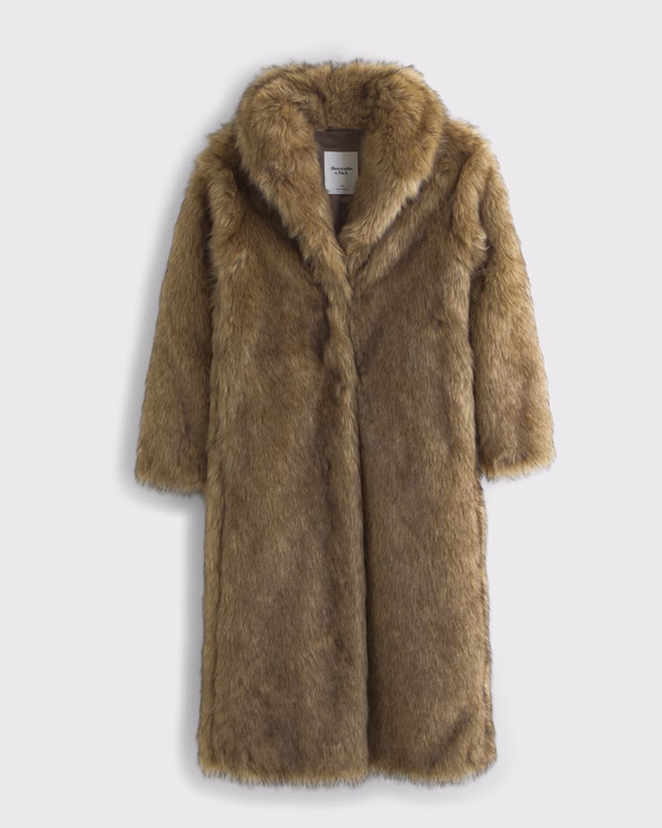 Women's Long Faux Fur Coat | Women's New Arrivals | Abercrombie.com | Abercrombie & Fitch (US)