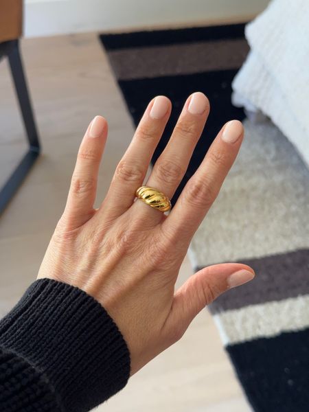 Obsessed with this croissant ring from Quince!! And loving my milky nails - I used 3 coats for this look and then a glossy top coat. 

#LTKstyletip
