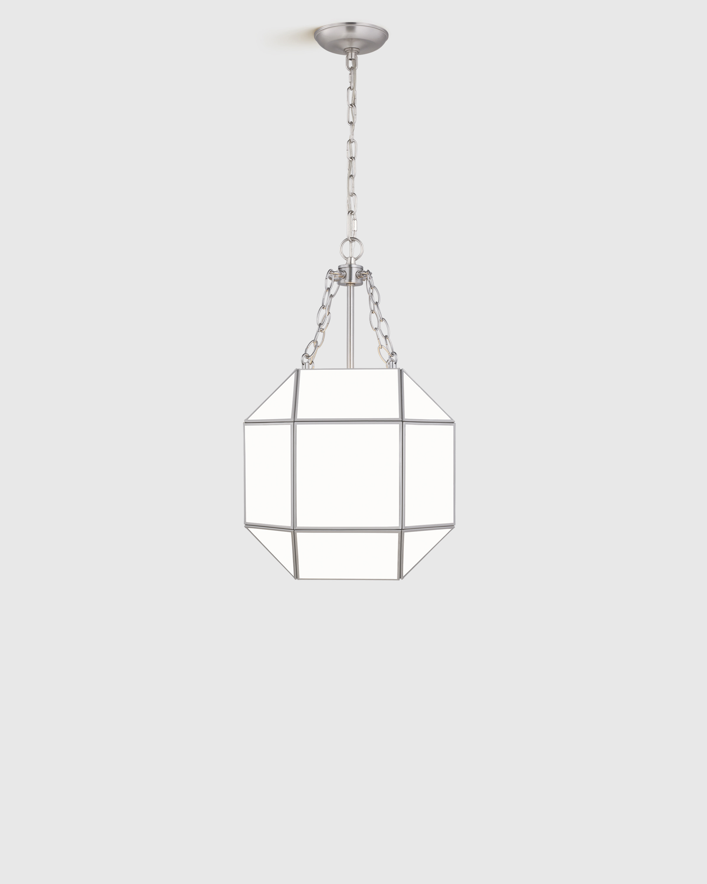 Quince Geometric Steel Lantern Light in Silver, Size Small, Metal | Quince