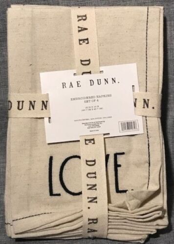 Rae Dunn Cotton Blend Napkins Set LOVE. Set of 4 - NEW 192598410719 | eBay | eBay US