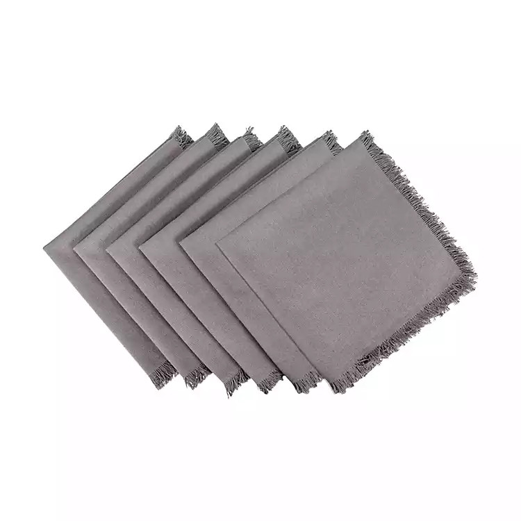 Gray Heavyweight Fringe Napkins, Set of 6 | Kirkland's Home