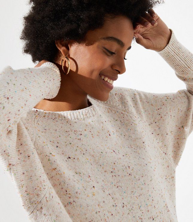 Speckled Shirttail Hem Sweater | LOFT | LOFT