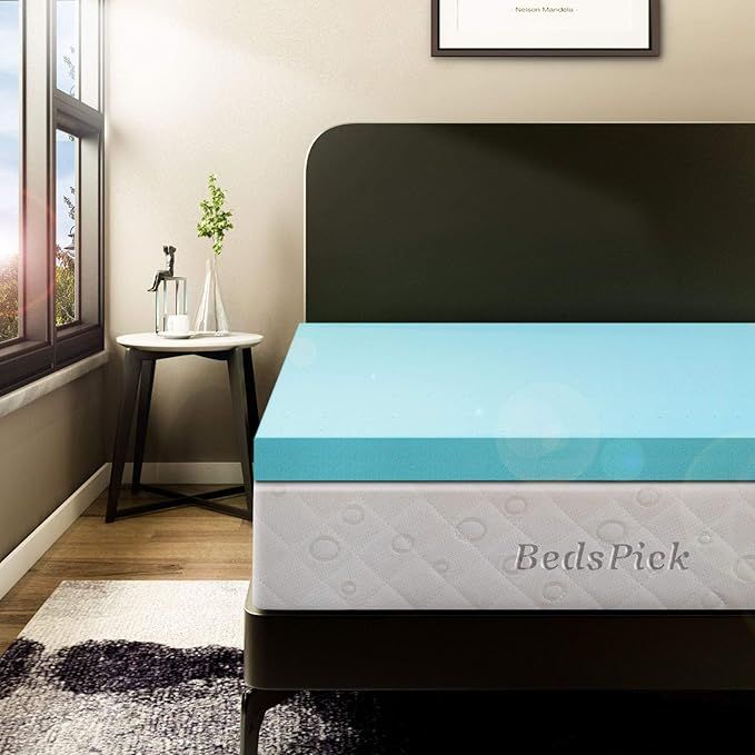 BedsPick 3 Inch Memory Foam Mattress Topper King Size Soft Gel Infused Foam Mattress Pad | Amazon (US)