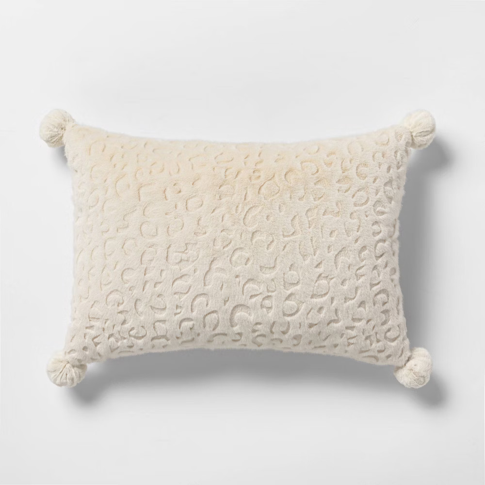 Oblong Faux Fur Embossed Leopard Decorative Throw Pillow - Opalhouse | Target