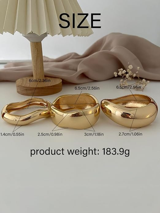 Chunky Gold Bangle Bracelets for Women, 14k Gold Plated Dainty Cuff Stackable Bangles Set, Trendy... | Amazon (US)