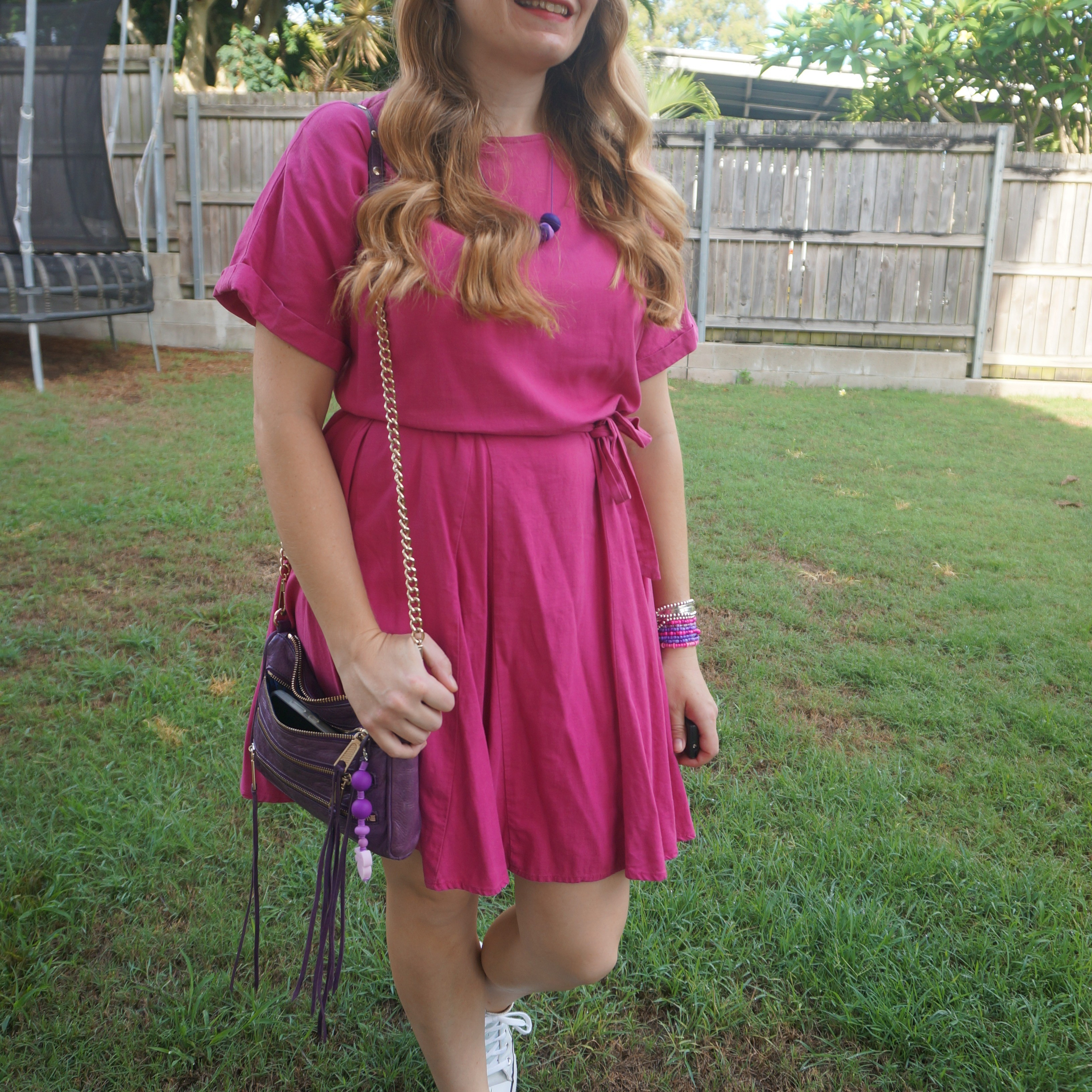 Fuchsia pink Kmart Anko linen dress with purple Rebecca Minkoff mini 5-zip bag 💜💕

#LTKbag #LTKdresses #LTKaustralia