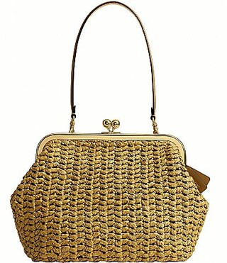 COACH Kisslock 27 Straw Frame Bag - Muted Olive | Dillard's